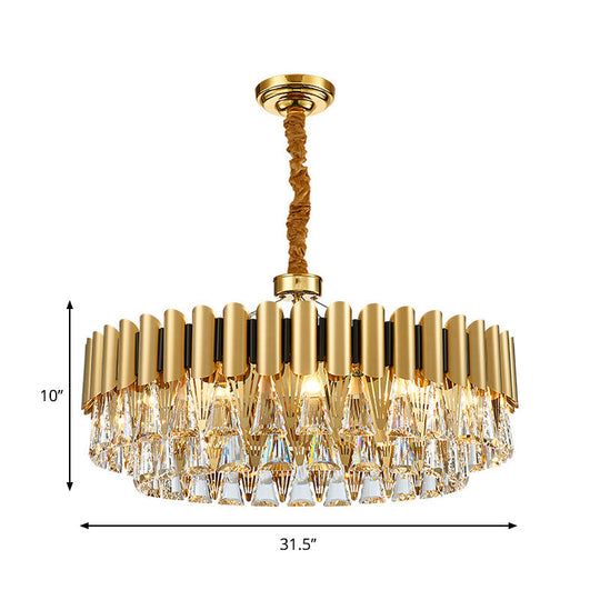 Modernist 4-Tier Crystal Chandelier Lamp - Golden Pendant Lighting Fixture 8/12 Lights