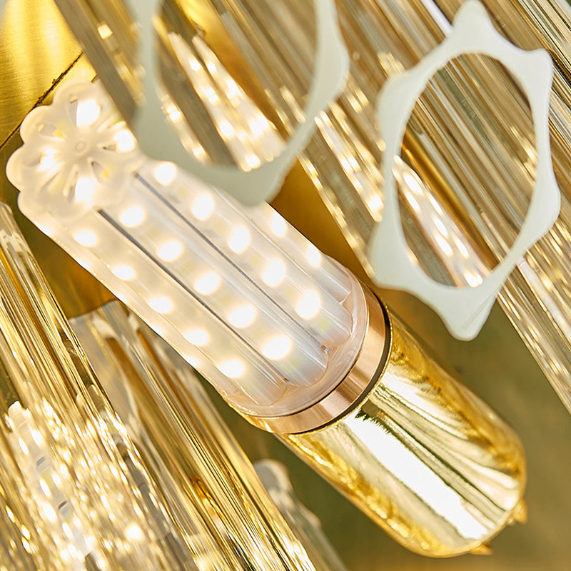 Modern Grey Tubular Chandelier: 12-Light Prismatic Crystal Pendant Ceiling Lamp