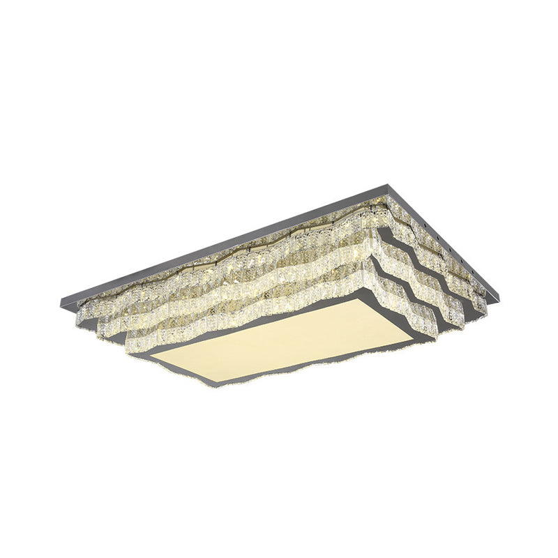 Modern Crystal Led Flushmount Ceiling Light In Cognac For Living Room