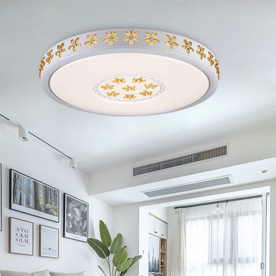 12’/16.5’/20.5’ White Flower Flush Mount Acrylic Led Living Room Light In White/3 Color