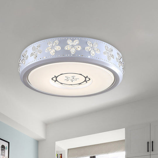 12’/16.5’/20.5’ White Flower Flush Mount Acrylic Led Living Room Light In White/3 Color