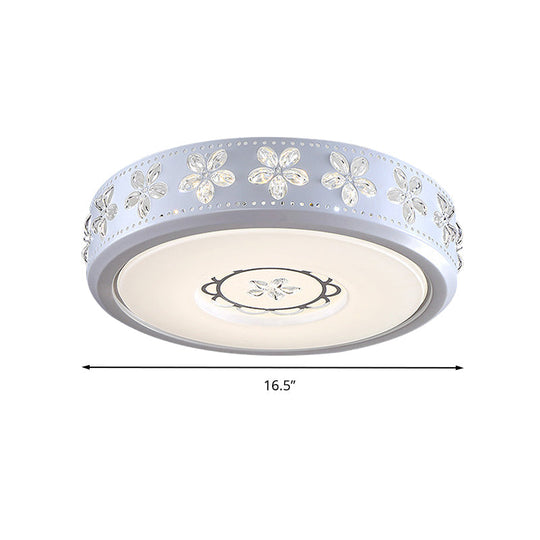 12’/16.5’/20.5’ White Flower Flush Mount Acrylic Led Living Room Light In White/3 Color