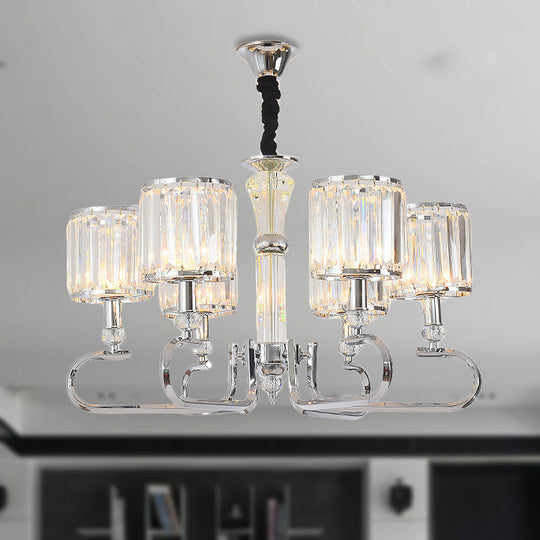 Contemporary Crystal Hanging Ceiling Light - Chrome Chandelier 3/6 Options 6 /
