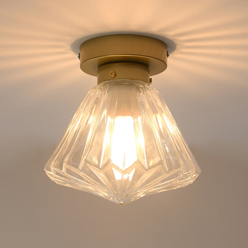 Colonial Clear Glass Scalloped Ceiling Fixture For Kitchen 6.5’/7’ W