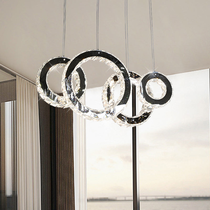 Contemporary Black Crystal Led Pendant Light For Living Room