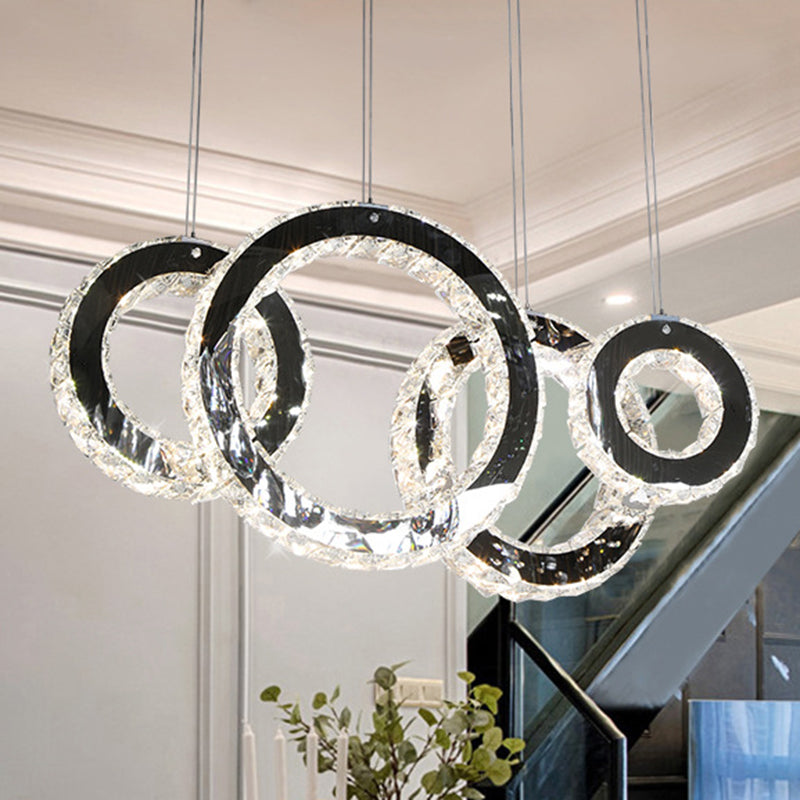Contemporary Black Crystal Led Pendant Light For Living Room