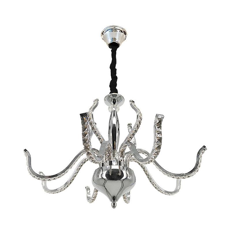 Minimalist Crystal Led Chandelier In Chrome | Warm/White Lighting