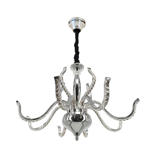 Minimalist Crystal Led Chandelier In Chrome | Warm/White Lighting