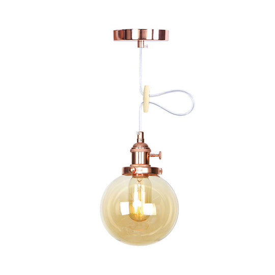 Farmhouse Orbit Pendant Light With Amber/Clear Glass And Adjustable Cord In 3 Elegant Finish Options