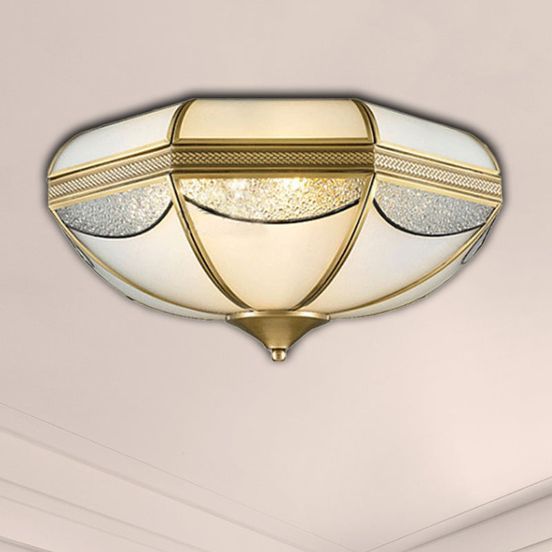 Modern Gold Flush Ceiling Light With Opal Glass And Multiple Sizes Ideal For Bedroom - 2/3/5 Lights