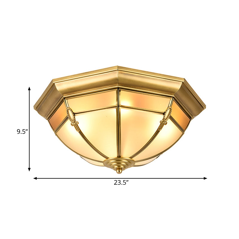 Traditional Brass Metal Dome Flush Mount Lamp - 3/4/6 Lights Ceiling Lighting For Living Room