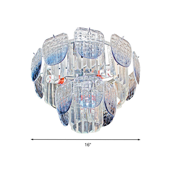 Faceted Crystal Hanging Light Kit - Modern 5/10 Blue Pendant Chandelier