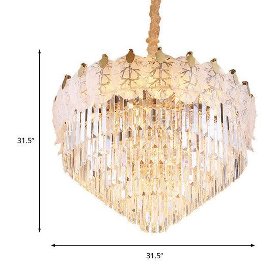 Modern 14-Light Led Crystal Chandelier For Living Room - Clear And Stylish Ceiling Lamp