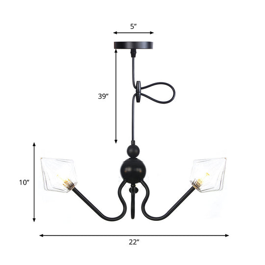 Diamond Pendant Lighting For Farmhouse With Amber/Clear Glass - 3 Lights Chandelier Lamp In