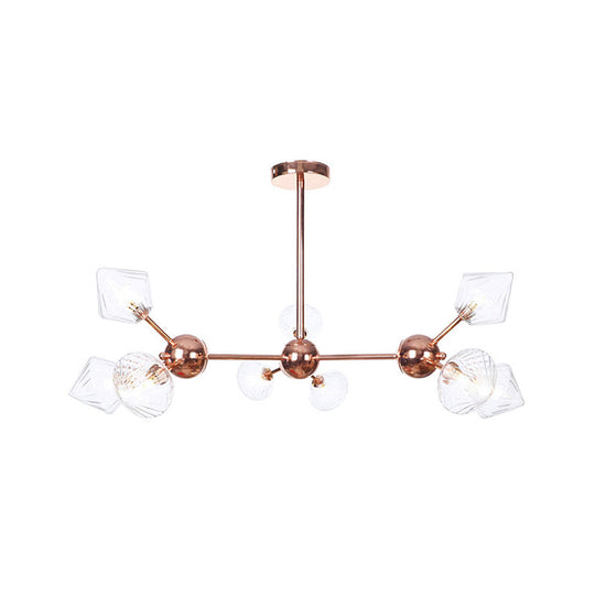 Farmhouse Style Diamond Chandelier: Amber/Clear Glass Multiple Light Options 13’/27.5’/34’ Wide