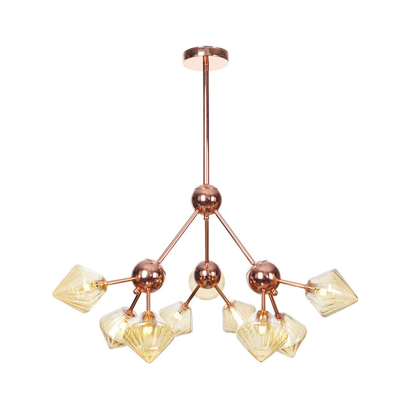 Farmhouse Style Diamond Chandelier: Amber/Clear Glass Multiple Light Options 13’/27.5’/34’ Wide
