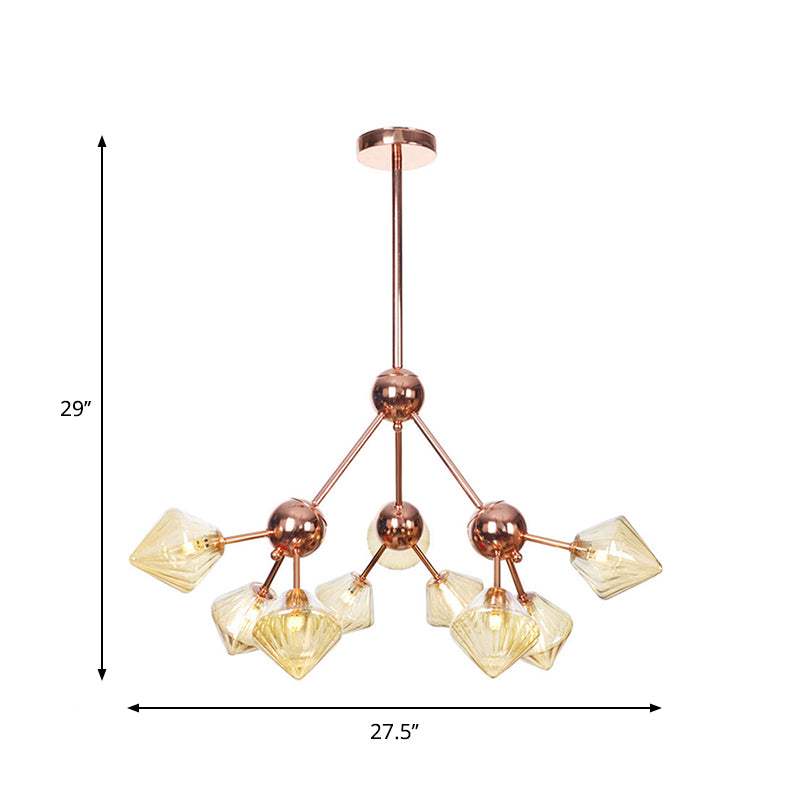 Farmhouse Style Diamond Chandelier: Amber/Clear Glass Multiple Light Options 13’/27.5’/34’ Wide