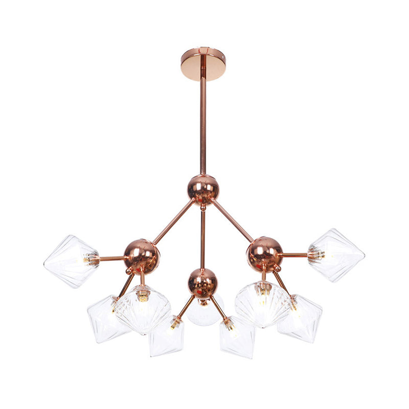 Farmhouse Style Diamond Chandelier: Amber/Clear Glass Multiple Light Options 13’/27.5’/34’ Wide