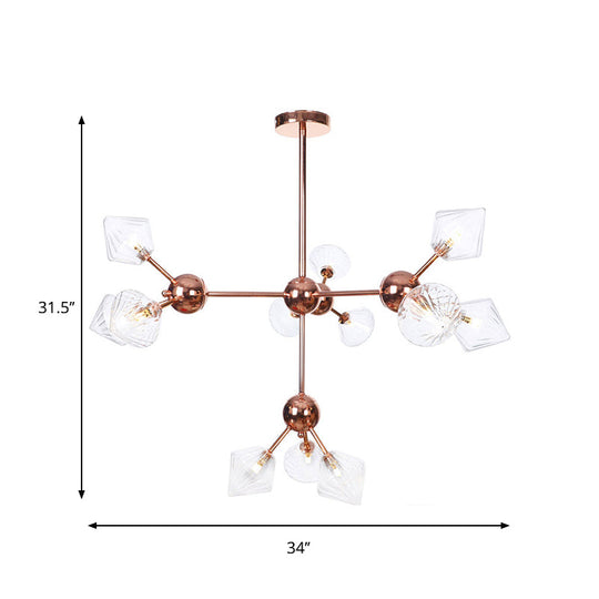 Farmhouse Style Diamond Chandelier: Amber/Clear Glass Multiple Light Options 13’/27.5’/34’ Wide