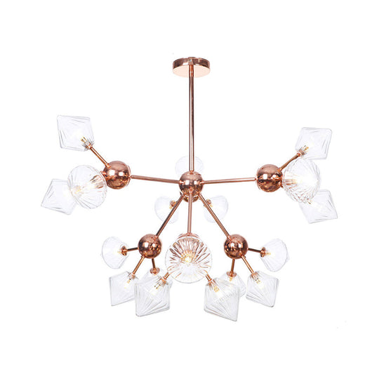 Farmhouse Style Diamond Chandelier: Amber/Clear Glass Multiple Light Options 13’/27.5’/34’ Wide