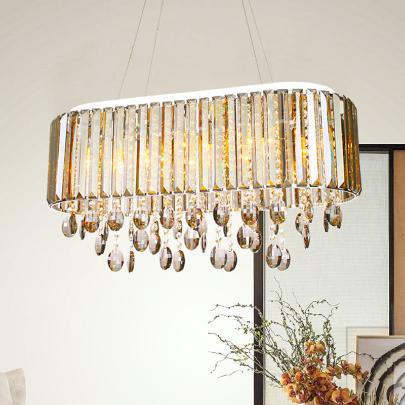 Contemporary 6-Head Living Room Chandelier With Crystal Shade
