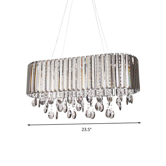 Contemporary 6-Head Living Room Chandelier With Crystal Shade