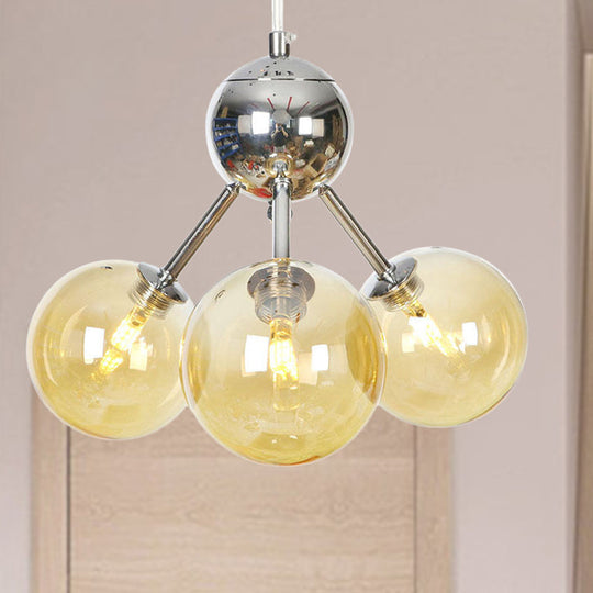 Industrial Style Hanging Chandelier Light - 13’/27.5’/34’ W Orbit Shade Amber/Clear/Smoke