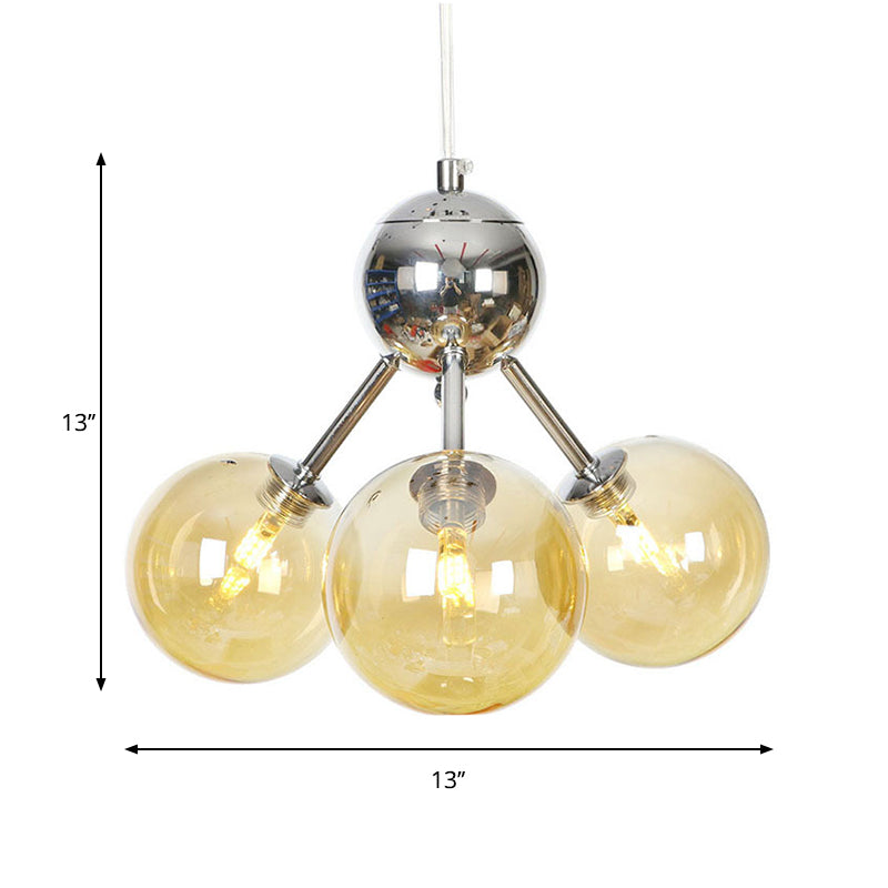 Industrial Style Hanging Chandelier Light - 13’/27.5’/34’ W Orbit Shade Amber/Clear/Smoke