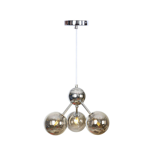 Industrial Style Hanging Chandelier Light - 13’/27.5’/34’ W Orbit Shade Amber/Clear/Smoke
