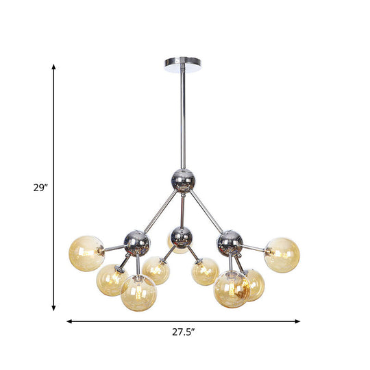 Industrial Style Hanging Chandelier Light - 13’/27.5’/34’ W Orbit Shade Amber/Clear/Smoke