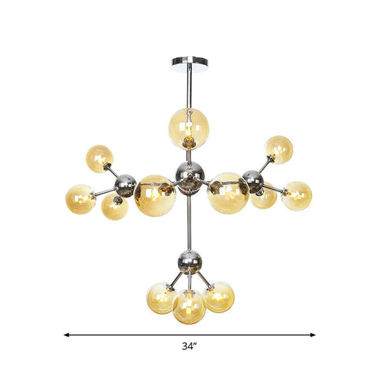 Industrial Style Hanging Chandelier Light - 13’/27.5’/34’ W Orbit Shade Amber/Clear/Smoke