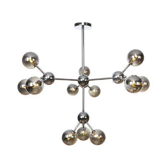 Industrial Style Hanging Chandelier Light - 13’/27.5’/34’ W Orbit Shade Amber/Clear/Smoke