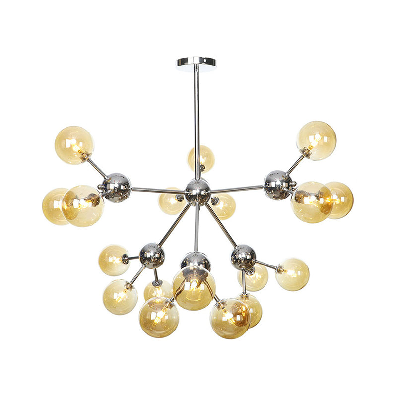 Industrial Style Hanging Chandelier Light - 13’/27.5’/34’ W Orbit Shade Amber/Clear/Smoke