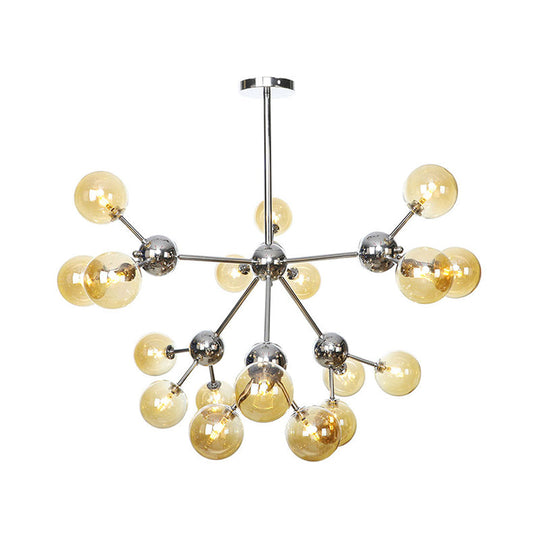 Industrial Style Hanging Chandelier Light - 13’/27.5’/34’ W Orbit Shade Amber/Clear/Smoke