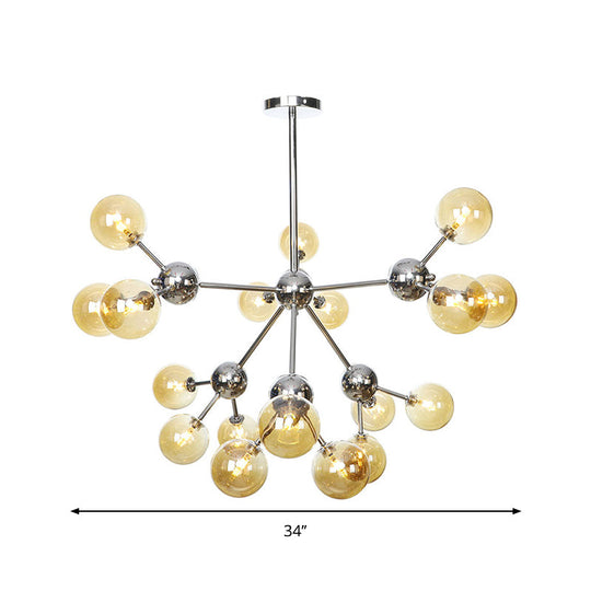 Industrial Style Hanging Chandelier Light - 13’/27.5’/34’ W Orbit Shade Amber/Clear/Smoke