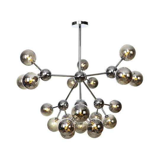Industrial Style Hanging Chandelier Light - 13’/27.5’/34’ W Orbit Shade Amber/Clear/Smoke