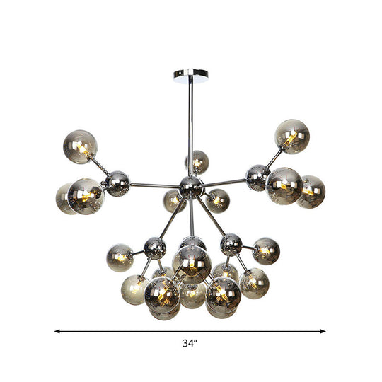 Industrial Style Hanging Chandelier Light - 13’/27.5’/34’ W Orbit Shade Amber/Clear/Smoke