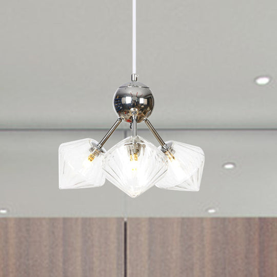 Industrial Stylish Glass Diamond Pendant Light Chandelier - 3/9/12 Bulbs Amber/Clear