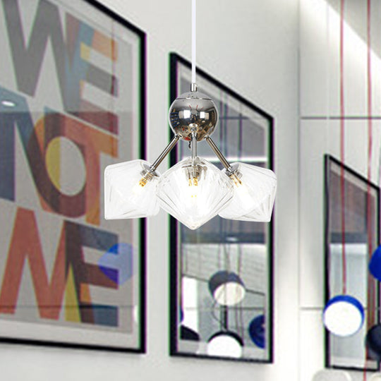 Industrial Stylish Glass Diamond Pendant Light Chandelier - 3/9/12 Bulbs Amber/Clear