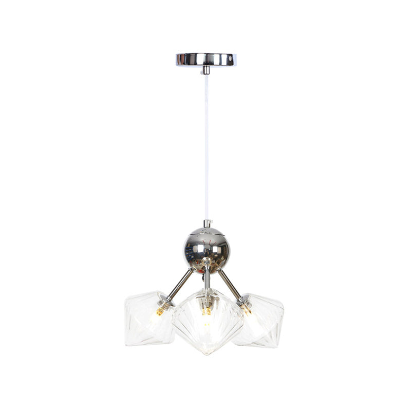Industrial Stylish Glass Diamond Pendant Light Chandelier - 3/9/12 Bulbs Amber/Clear
