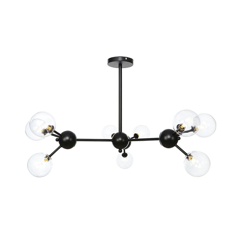 Industrial Orb Chandelier Lamp With Sputnik Design Amber/Clear/Smoke Gray Glass 3/9/12 Lights