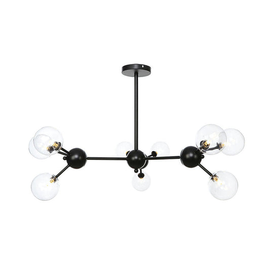 Industrial Orb Chandelier Lamp With Sputnik Design Amber/Clear/Smoke Gray Glass 3/9/12 Lights