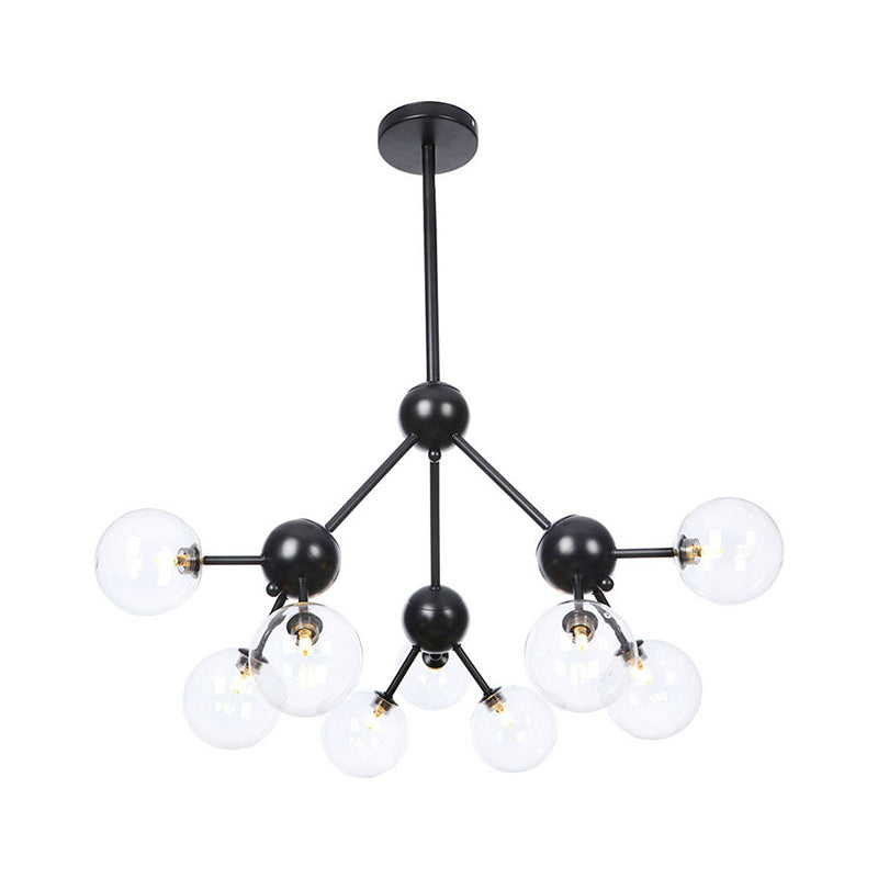 Industrial Orb Chandelier Lamp With Sputnik Design Amber/Clear/Smoke Gray Glass 3/9/12 Lights