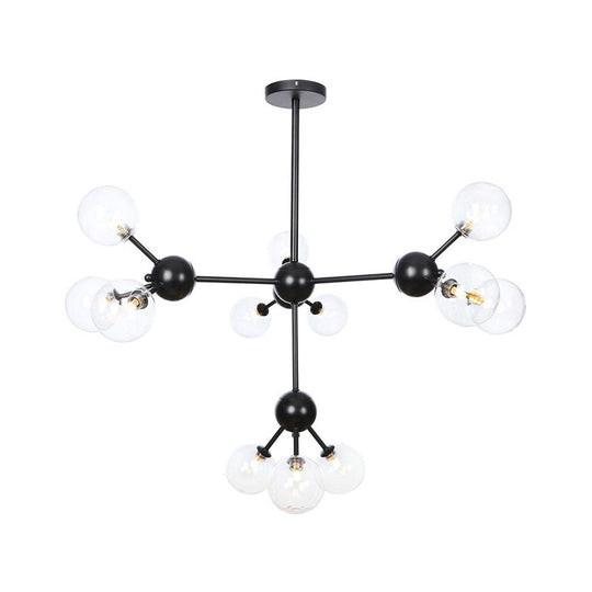 Industrial Orb Chandelier Lamp With Sputnik Design Amber/Clear/Smoke Gray Glass 3/9/12 Lights