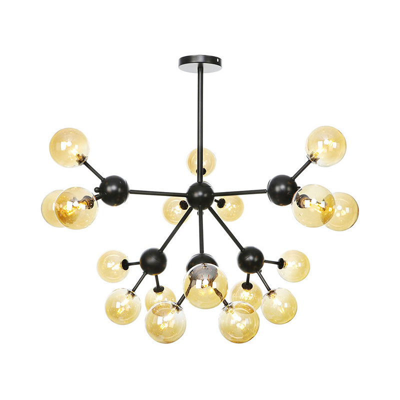 Industrial Orb Chandelier Lamp With Sputnik Design Amber/Clear/Smoke Gray Glass 3/9/12 Lights