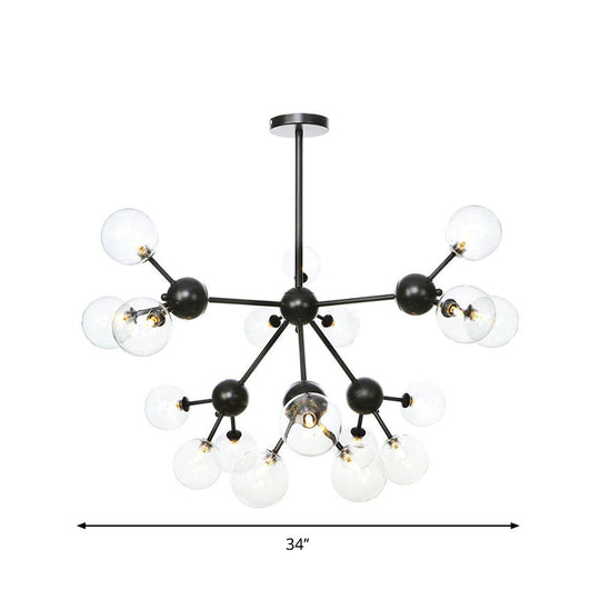 Industrial Orb Chandelier Lamp With Sputnik Design Amber/Clear/Smoke Gray Glass 3/9/12 Lights