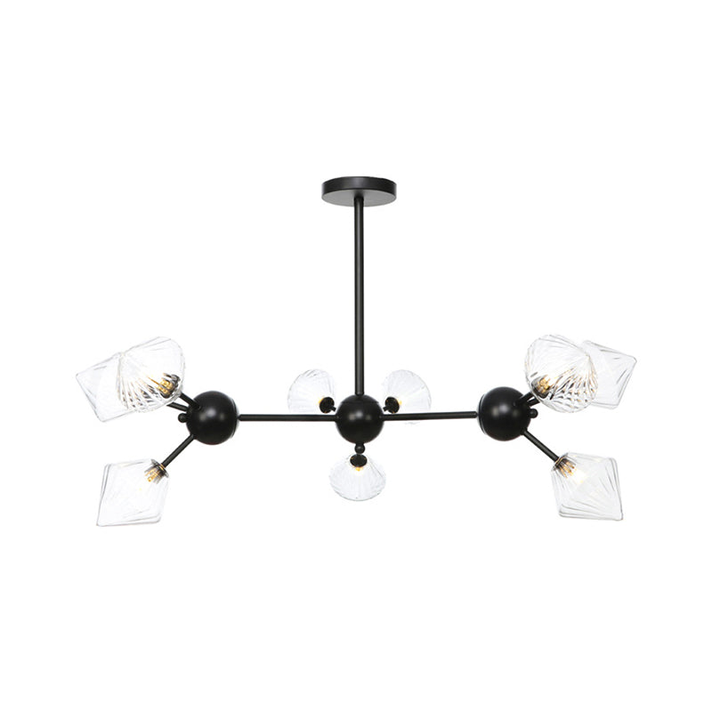 Modern Warehouse Style Chandelier Lamp With Diamond Design - 13’/27.5’/34’ Width Amber/Clear