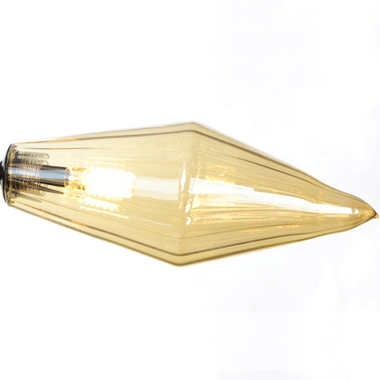 Mid-Century Diamond Shade Chandelier - Amber/Clear Ribbed Glass 9/12/15 Lights Living Room Pendant