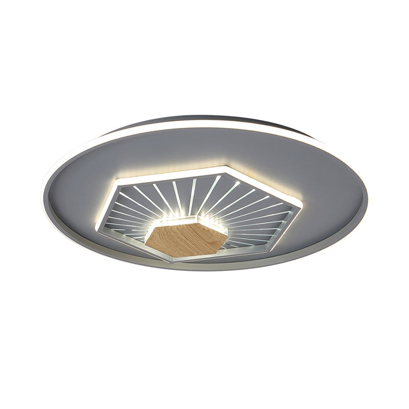 Modern Gray Hexagon Acrylic Led Flush Light Fixture 19.5/23.5 Wide - Warm/3 Color