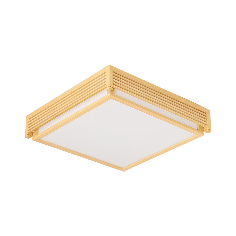 14’/18’/21.5’W Acrylic Flush Mount Led Ceiling Light In Warm/White With Wood Guard - Square